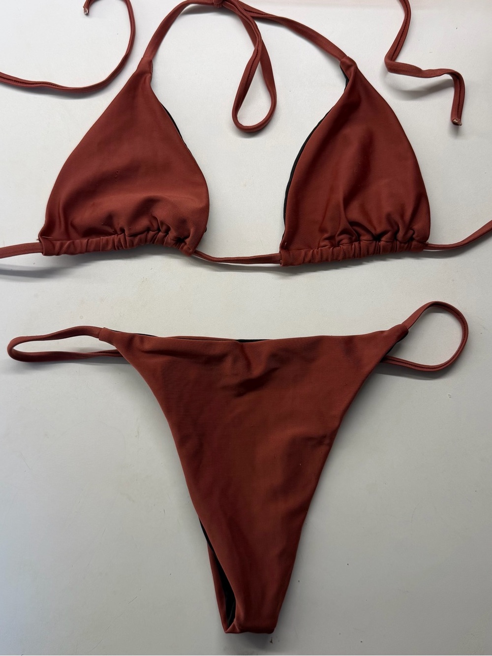 String Bikini Set in Rust/Terracotta Brown - Size S